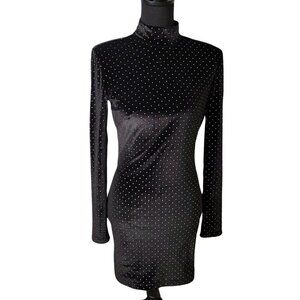 Cosmopolitan Bodycon Black White Velvet Dress EUC Dress the Population